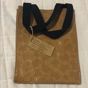 Starbucks Tan Leather Tote with Black Handles